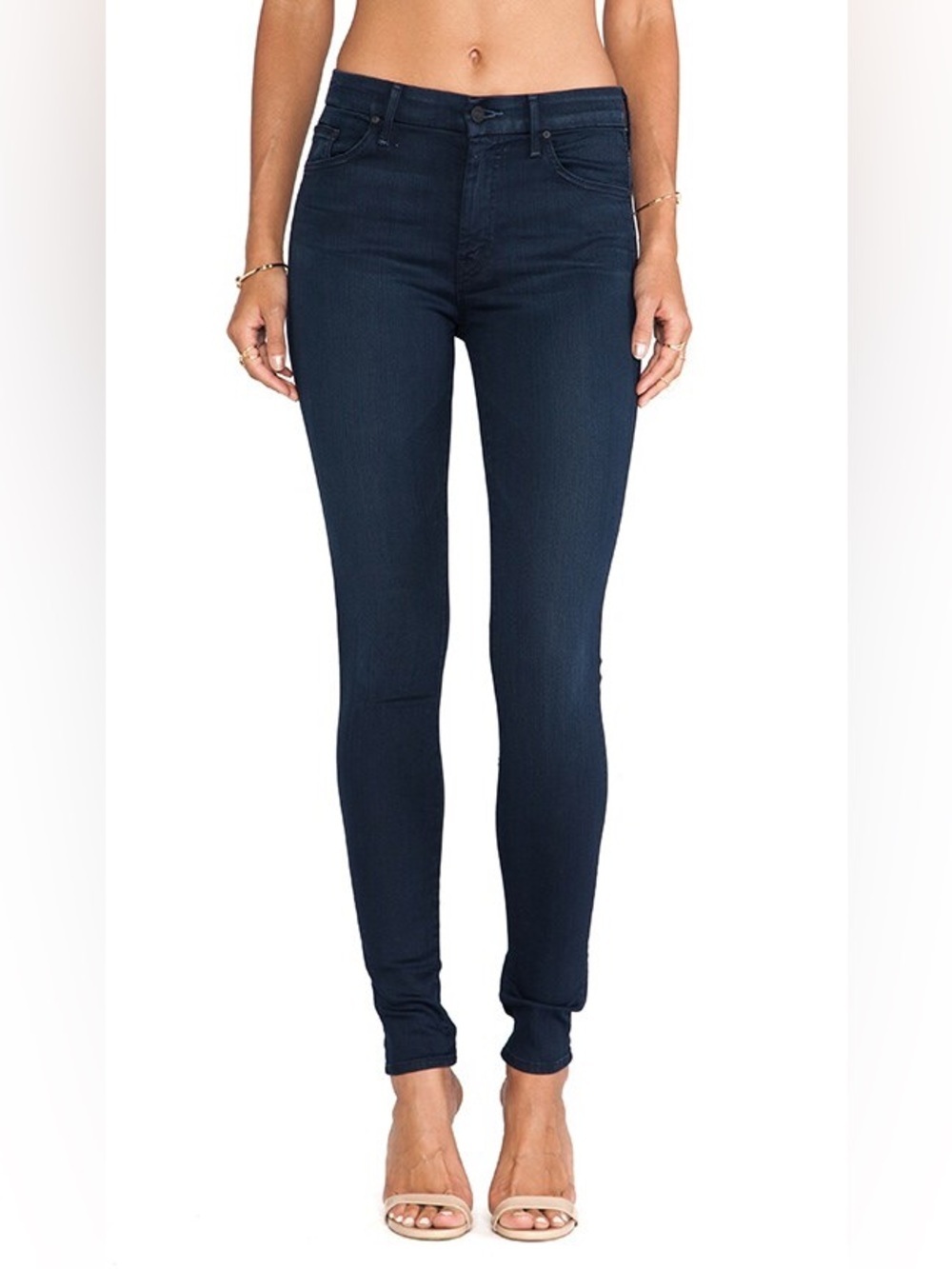 Mother high waisted looker untouched indigo Dark Blue fitted Jeans 26 agolde co